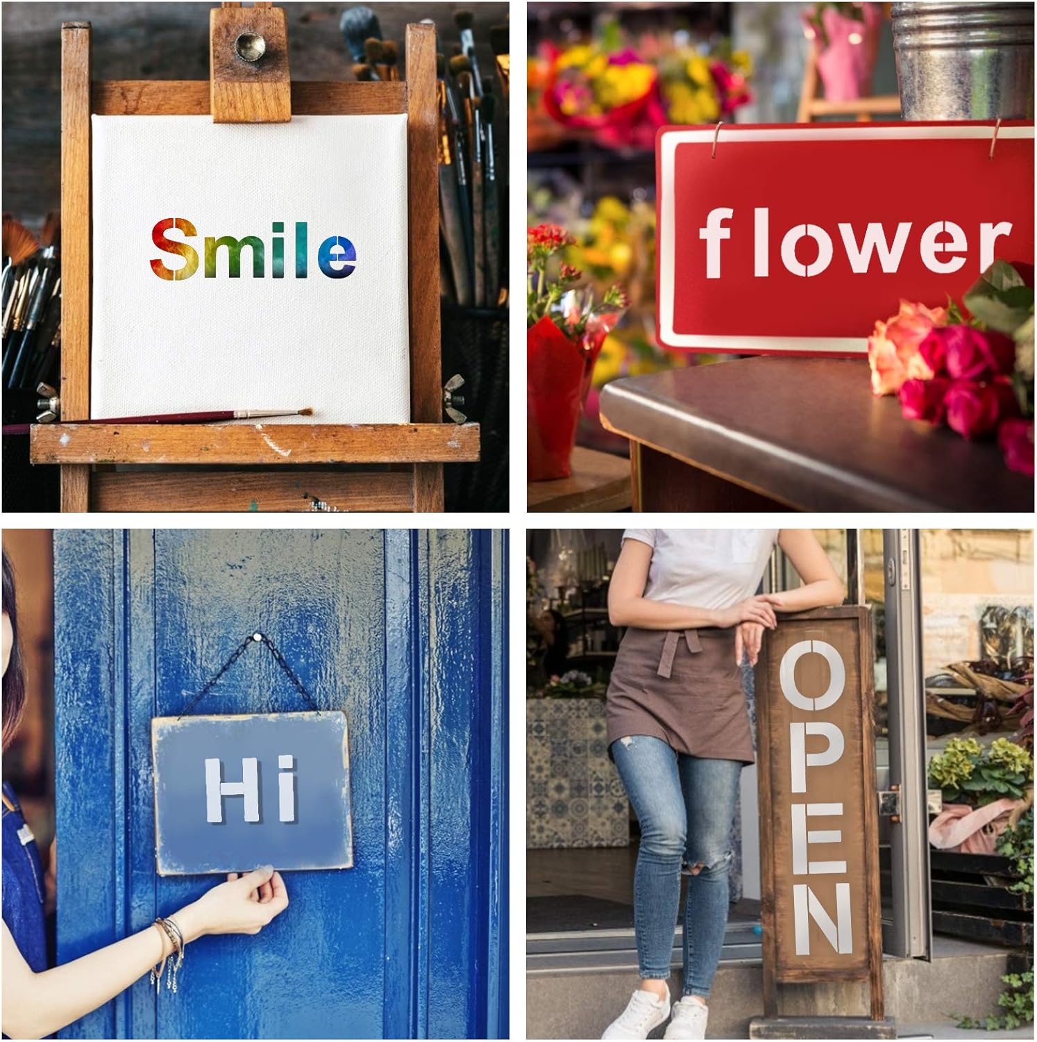 3 Inch Letter Stencils 62 Pcs Large Letter Number Stencils for Painting on Wood Reusable Alphabet Stencil for Fabric, Wall, Garden Flag : Kitchen & Dining