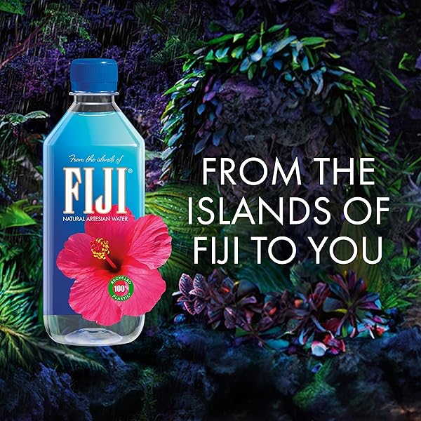 FIJI NATURAL ARTESIAN BOTTLED WATER 500 ML / 16.9 FL OUNCE (PACK OF 6) – 100% RECYCLED PLASTIC