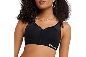 Champion Women's Sports Bra, Motion Control Zip High-impact Sports Bra, Wirefree Bra for Women
