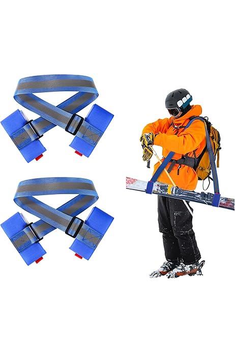 thumbnail image 2 of Ski Straps Strap Adjustable Shoulder Carrier Lash Handle Straps With Cushioned Fastener Tape Strap Loop For Adults Kids Black 2 of 13