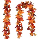 DuHouse 7 Pack Fall Maple Leaves Garland - 6Ft Artificial Autumn Vines For Halloween Thanksgiving Decor - View #2