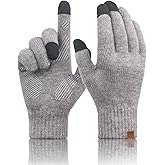 TRENDOUX Merino Wool Winter Gloves: Touch Screen Knitted Gloves Warm Thin Non-slip Glove for Men Women Driving Running Gift