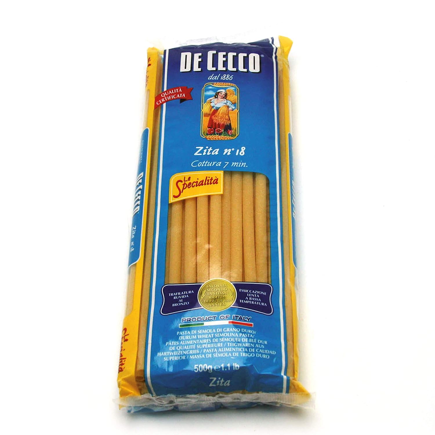 De Cecco Zita, Maccaroni, 4 (6)mm, 24cm lang, No.18, 500g Amazon.de