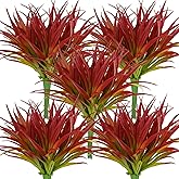 Phliofd 32Pcs Artificial Grass Fake Plants 17.3in Outdoor Plants UV Resistant Greenery Stems Fake Grass for Home Window Garden Office Patio Pathway Front Porch Décor Light Green & Red