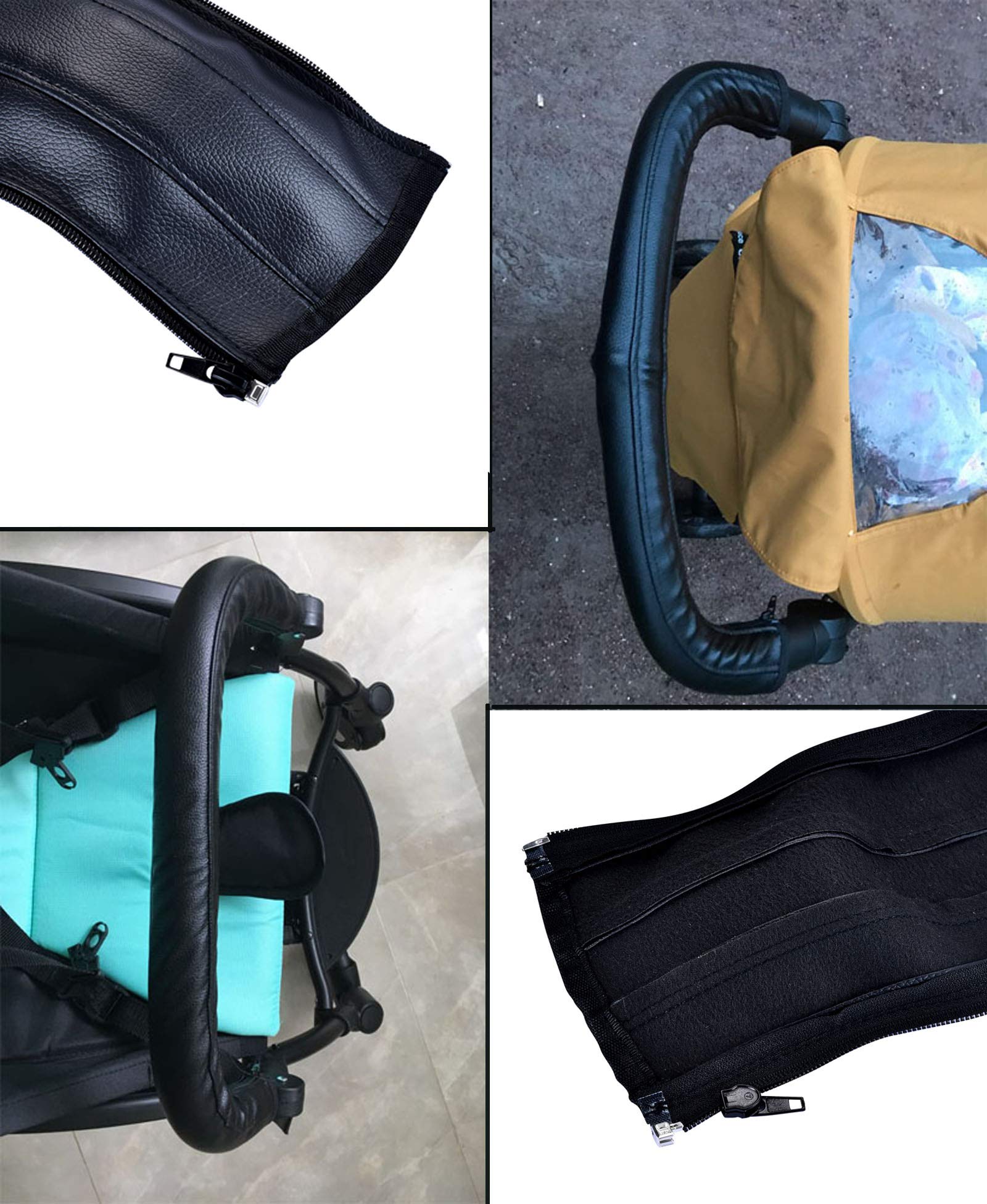 Universal Stroller Handlebar Cover – PU Leather Armrest Sleeve for Baby Strollers, Dustproof and Protective Grip for Infant and Toddler Prams, Black