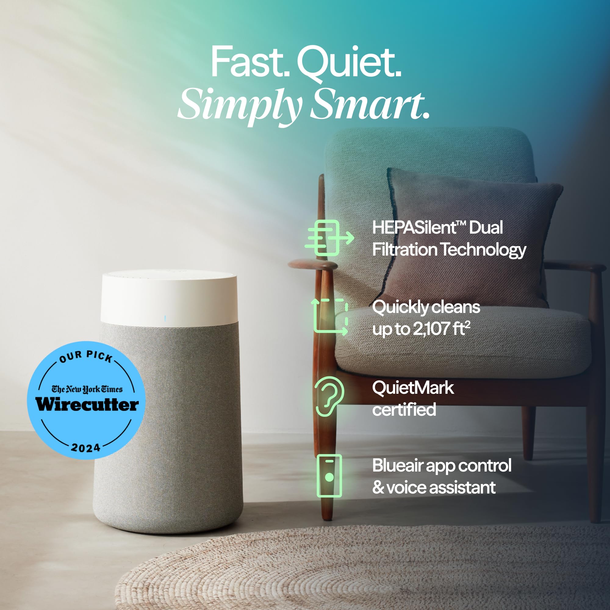 BLUEAIR Air Purifiers for Medium Rooms, Bedroom, Kitchen, Cleans 1,858 sqft in one hour, HEPASilent Smart Air Cleaner for Home, Pets, Allergies, Virus, Dust, Mold, Smoke - Blue Pure 311i Max