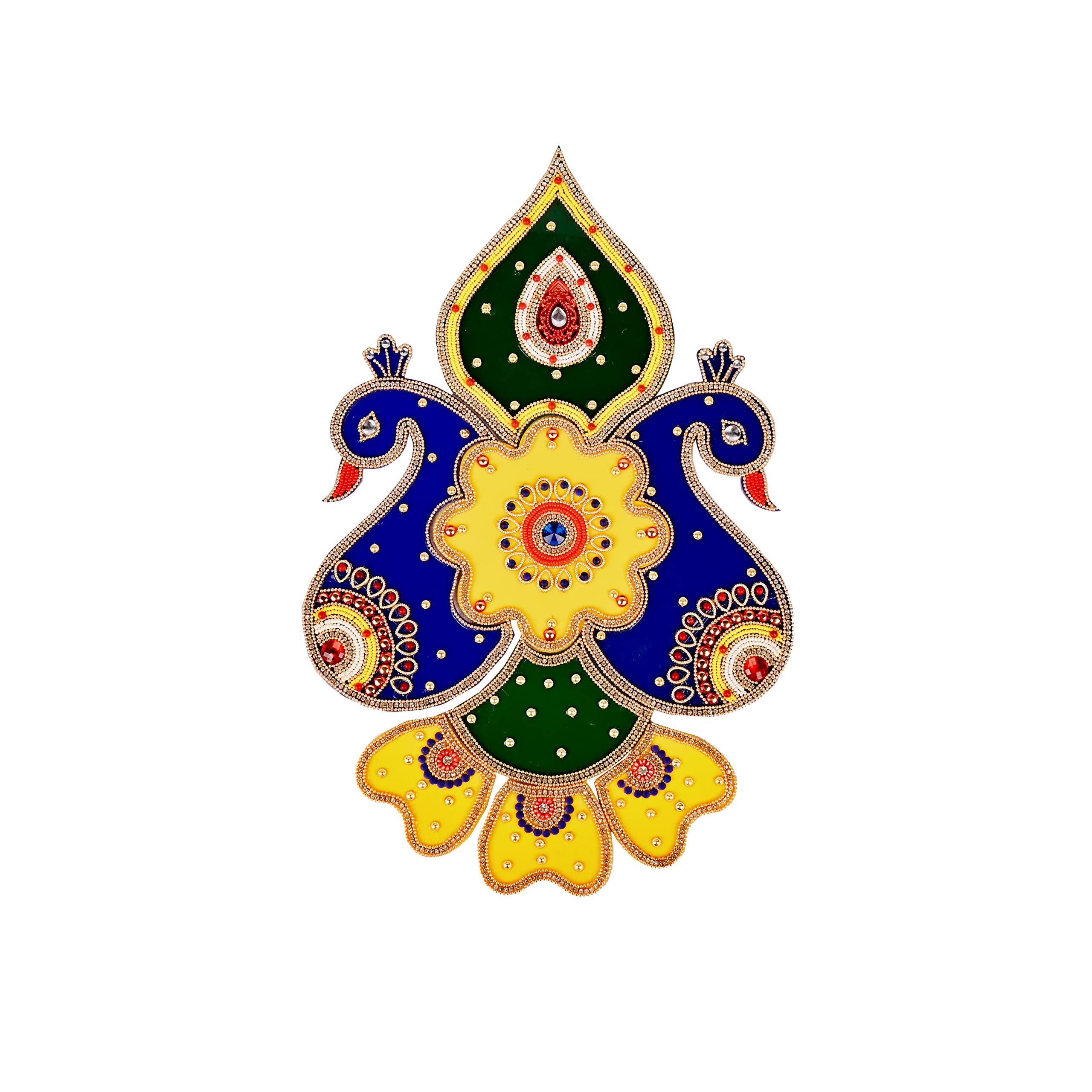 Peacock Floor Rangoli Designer reusable Large Rangoli Acrylic Rangoli Indian Traditional Home Decor Gift for Home Interior Floor Decoration Festival Decorations and gifting Size:- 14"