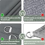 Yeahmart Triangle Sun Shade Sail 2x2x2m with Fixing Kit Grey Waterproof UV 98% view 5