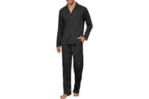 Andeip Men's Pajama Set Waffle Knit Lounge Pjs Set Long Sleeve Top and Pants Sleepwear 2 Piece Button Down Loungewear