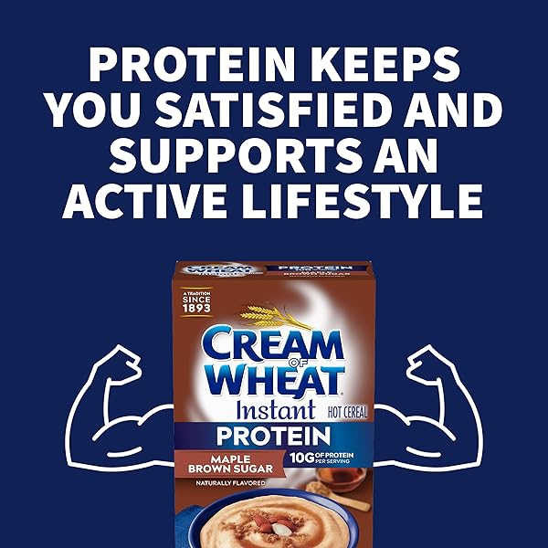 CREAM OF WHEAT INSTANT HIGH PROTEIN HOT CEREAL, MAPLE BROWN SUGAR, 1.6 OUNCE, 6 PACKETS