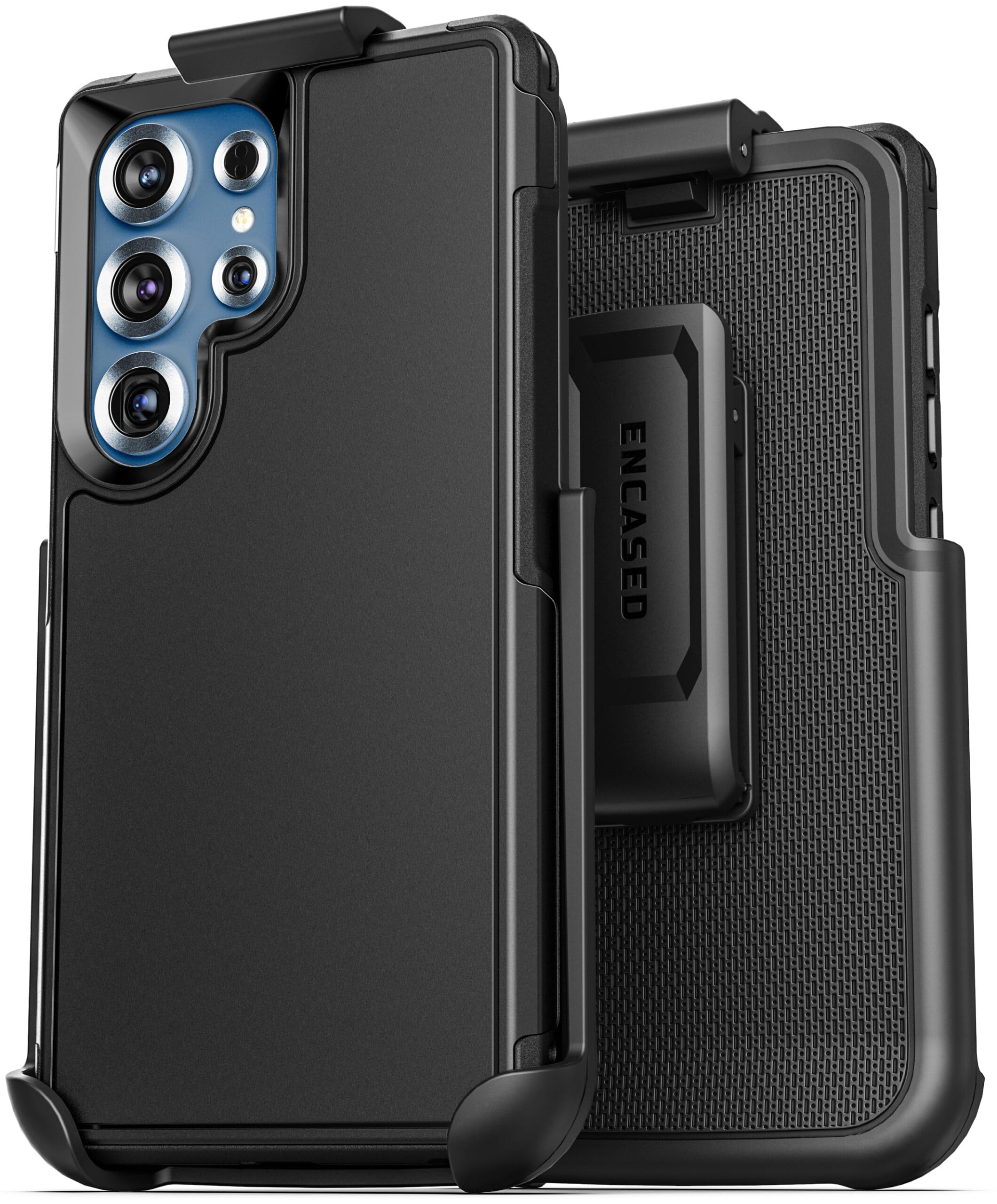 Encased Rugged Belt Case for Samsung Galaxy S25 Ultra, Protective [Heavy Duty] Dual-Layer Shockproof Cover with Rotating Belt Clip Holster (Compatible with MagSafe), Black (S25 Ultra)