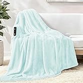 Exclusivo Mezcla Plush Fuzzy Fleece Throw Blanket Extra Large, Super Soft, Fluffy and Warm Blankets for Couch, Bed, All Season (Mint Green, 50x70 inches)