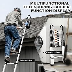 15.5 Ft Telescoping Ladder, SocTone Aluminum with