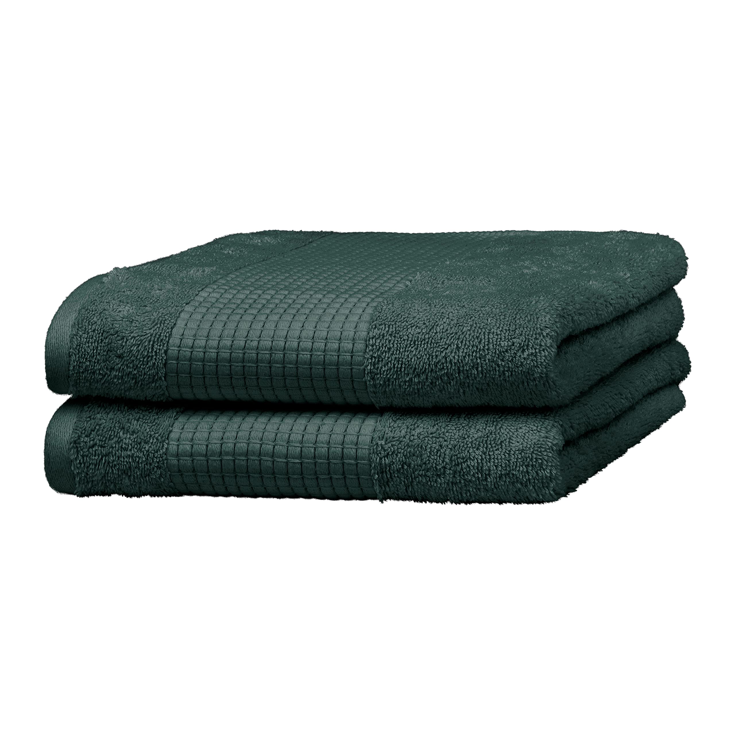 Merana Hand Towel Set, Absorbent, Soft and Lint Terry Towelling Guest Towel, Quality Made of Heavy Organic Cotton, 590 GSM (Jungle Green, 2 x Hand Towels (50 x 100 cm)
