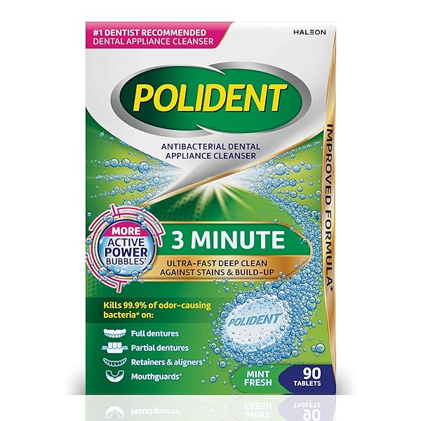 POLIDENT 3 MINUTE ANTIBACTERIAL DENTAL APPLIANCE CLEANSER TABLETS,...