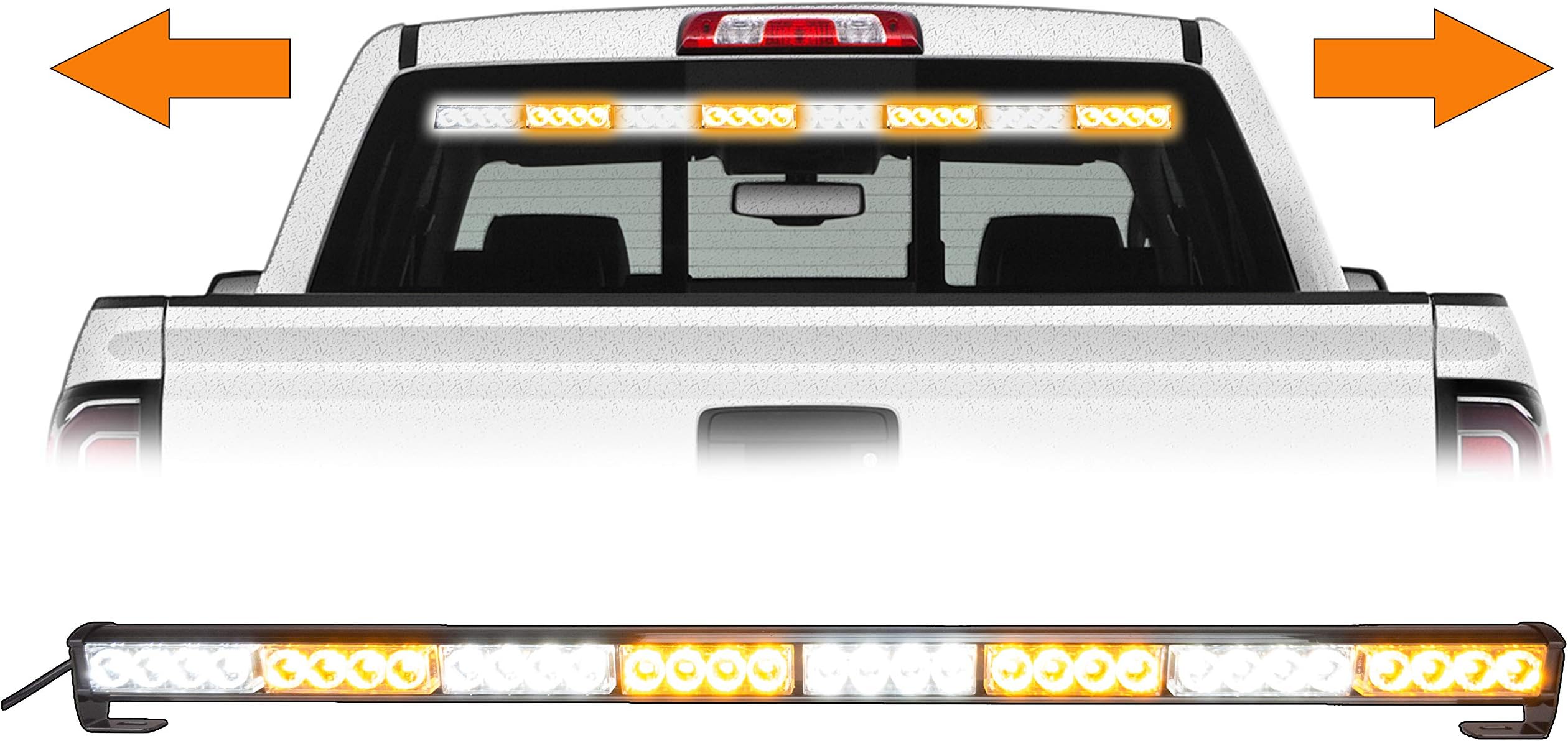Warningworx Traffic Ace Advisor Bar Emergency Warning Vehicle Strobe Light Bar Kit (Amber/White/Amber/White)