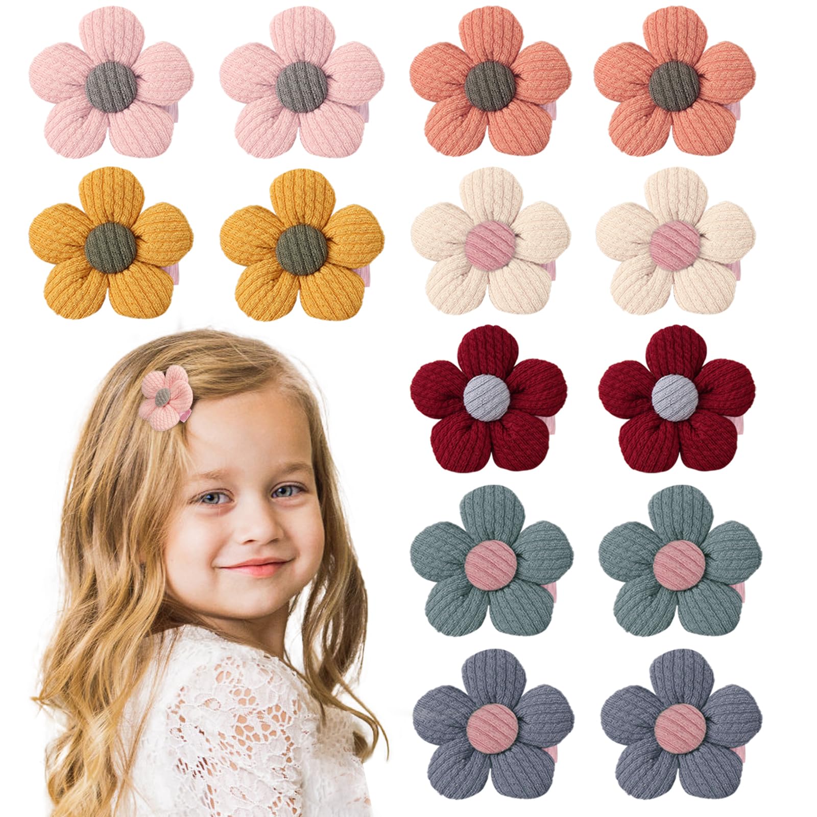 Photo 1 of 14 Pcs Baby Hair Clips Baby Girl Flowers Hair Clips Cute Non Slip Hair Snap Barrettes Thick Thin Floral Hair Accessories for Infant Toddler Kids Little Girl (Pink)