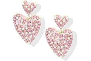 FRODETE Valentines Day Earrings Red Heart Earrings Valentines Earrings for Women Rhinestone Heart Earrings Valentines Day Gifts for Her Love Earrings Valentines Day Outfit Women Valentines Gifts