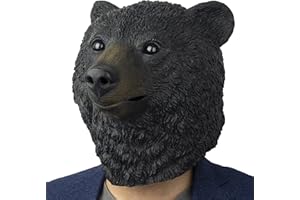 AQKILO® Black Bear Mask Wild Animal Latex Full Head Realistic Masks Fancy Dress for Halloween Carnival Costume Party