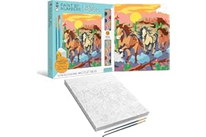 Bright Stripes iHeartArt Paint by Numbers Kit for Kids Ages 8+ | Wild Horses Theme | Art Set with Framed Canvas, 16 Paints & 2 Brushes| DIY Painting Activity Gift for Beginners and Young Artists
