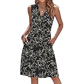 AUSELILY Womens Summer Dresses 2026 Sleeveless V Neck Wrap Floral Sundress with Pockets