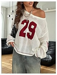 BEAUDRM Women's Y2k Going Out Tops Oversized Jersey