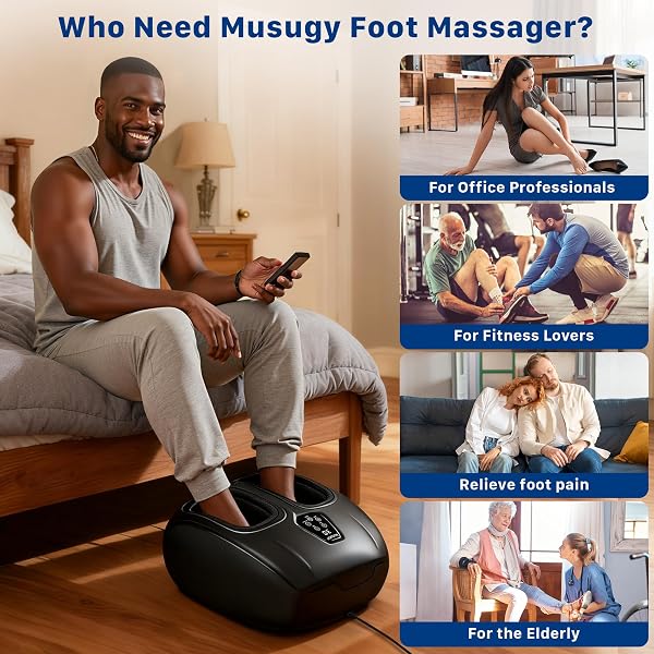 MUSUGY SHIATSU FOOT MASSAGER WITH HEAT : 2026 UPGRADED DEEP KNEADING FOOT MASSAGER MACHINE WITH VIBRATION & COMPRESSION FOR PLANTAR FASCIITIS & NEUROPATHY – RELAX FOR OFFICE HOME USE, BLACK