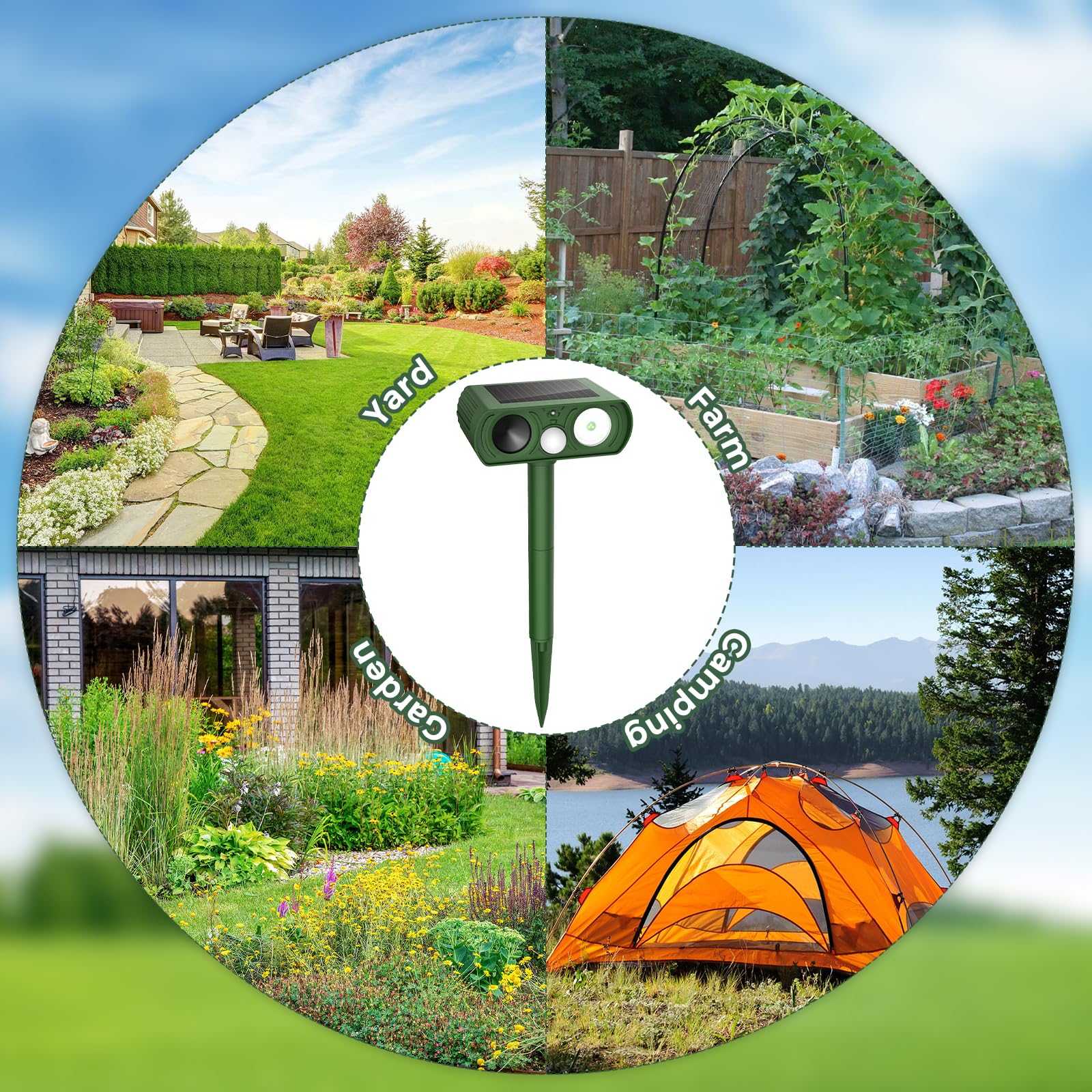 Photo 1 of 2PACK Solar Ultrasonic Animal Repellent Outdoor, Deer Repellent Devices Squirrel Cat Raccoon Rabbit Dog Deterrent, Keep Rodent Chipmunk Away Motion Detection with Flash Light for Yard Garden Lawn