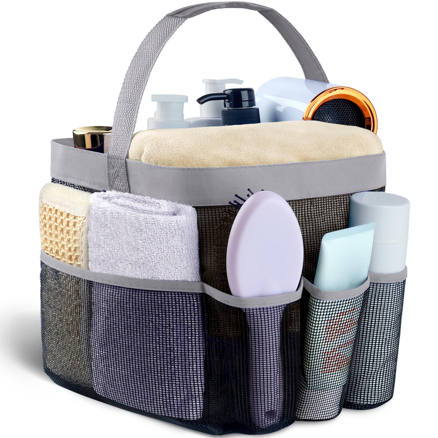 Photo 1 of Attmu Mesh Shower Caddy Portable for College Dorm Room Essentials with 8 Pockets, Hanging Shower Caddy Dorm Basket, Quick Dry Shower Bag for Bathroom