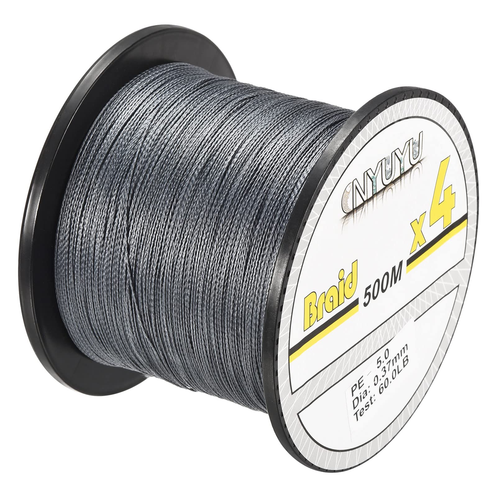 PATIKIL 547Yard/1640Ft Braided Fishing Line 4 Strands, 60LB PE Braided Line Abrasion Resistant Zero Stretch for Saltwater or Freshwater, Grey