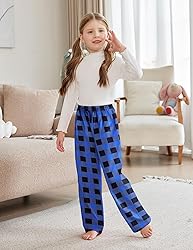 Arshiner Pajama Pants for Girls Long Sleep Plaid