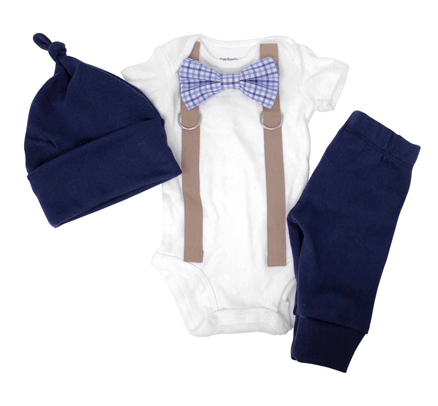 newborn bow tie and suspenders outfit