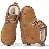 Project Cloud 100% Genuine Leather Kids Boots - Lightweight Fur-Lined Ankle Boots for Girls & Boys with Memory Foam Insole - Non-Slip Winter Kids Shoes (Nevada)