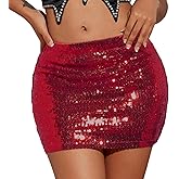 Women Sequin Skirt Sparkly Mini Skirt Low Waist Glitter Skirt Sexy Night Out Party Skirts for Women
