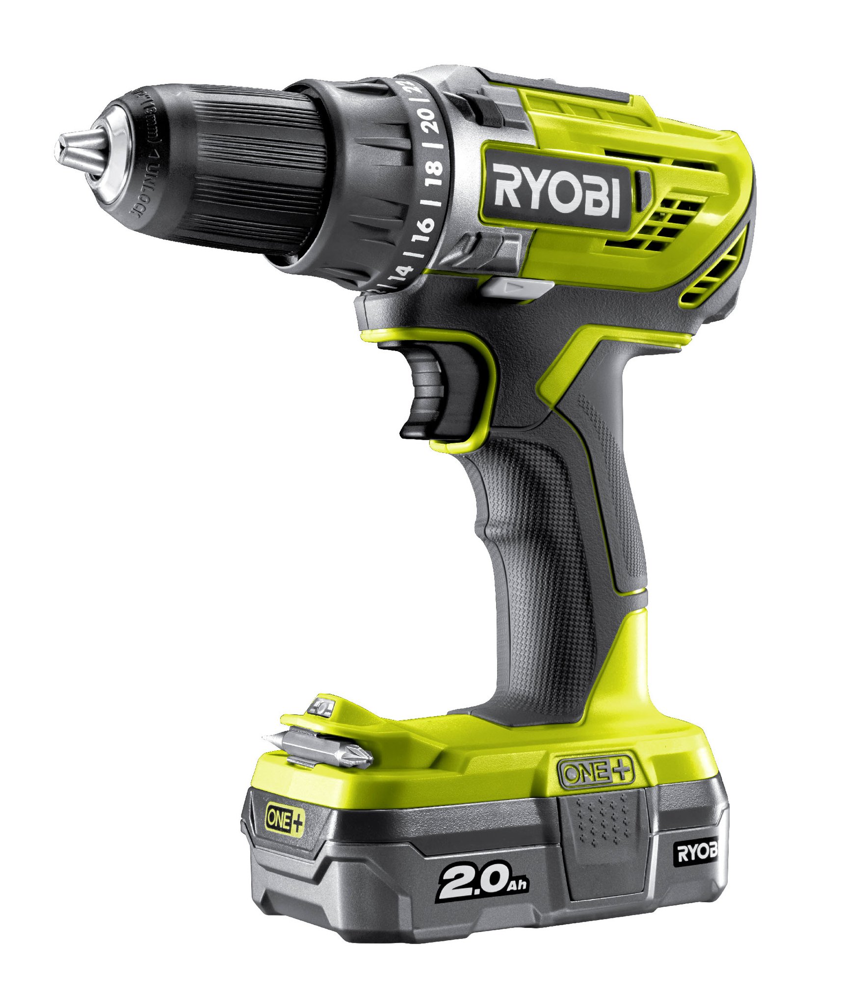 RYOBI R18DD3-120S One Plus Cordless Drill Driver Starter Kit, 18 V, Hyper Green