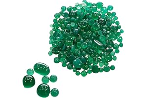 JAI GEMS Wholesale 25 Pcs Natural Green Onyx Cabochons Gemstone Shape: Mix, Size: 6-12mm Jewelry Making Supplies