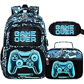 Bevalsa Backpack for Boys, School Bags for Kids, Bookbag for Boys Girls Children Teens Backpacks for Elementary Middle High school Student, Bookbag and Lunch Bag Set with USB Charging Port (Luminous)
