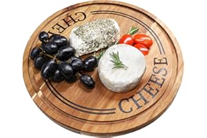 JS Gourmet Acacia Wood Cheese Board with Stainless Steel Knife, Elevate Your Presentation with Chic and Adaptable Circular Ch