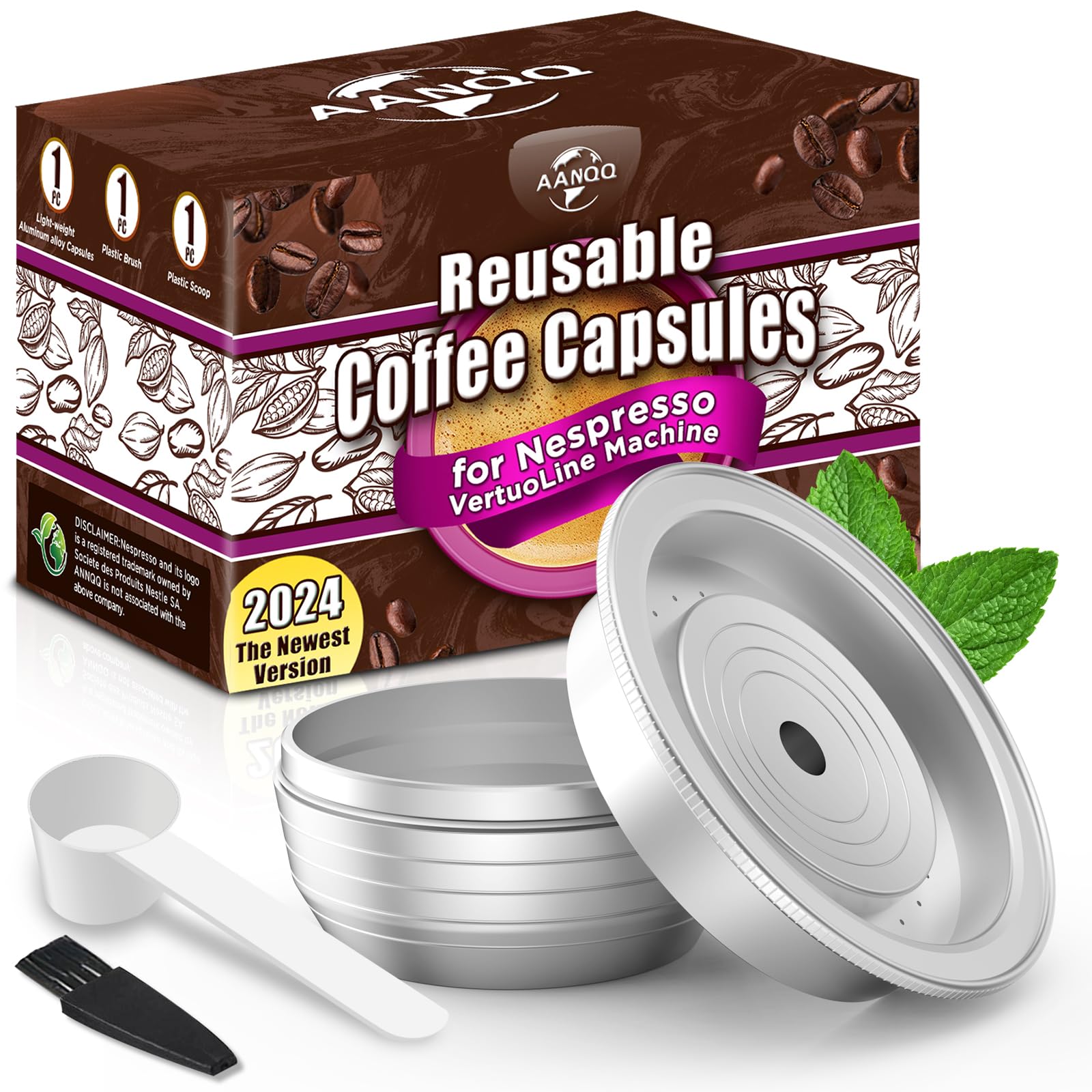 Photo 1 of AANQQ Reusable Nespresso Vertuo Pods: Food-Grade Metal Refillable Coffee Capsules - Brewing Espresso 7.8OZ for Nespresso Vertuo & Vertuo Plus, Not for Vertuo Next/Pop, SGS tested, Cost Saving