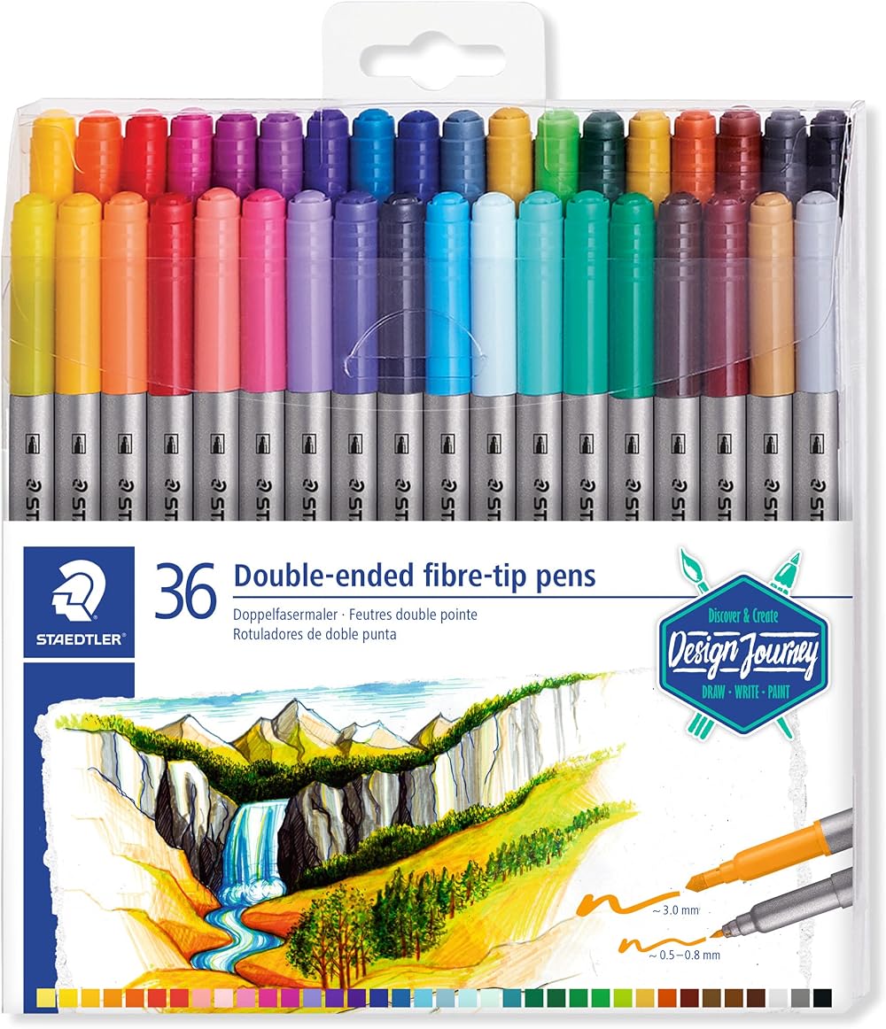Staedtler 3200 TB36 Design Journey Double-Ended Fibre-Tip Pens 36 Pack