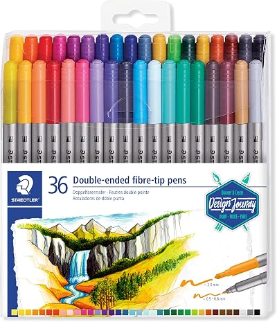 Staedtler 3200 TB36 Design Journey Double-Ended Fibre-Tip Pens 36 Pack