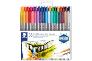 Staedtler Double-Ended Fiber-Tip Pens, Washable Ink, Fine & Bold Writing and Coloring Tips, 36 Assorted Colors, 3200 TB36 (32