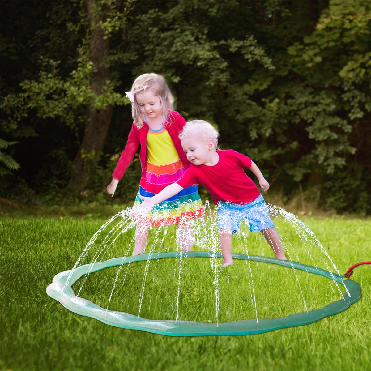 Redstore Sprinkle & Spray Play Ring Toy Splash Sprinkler Summer Inflatable Outdoor Water Sprinkler Lawn Party Beach Pool for Infants Toddlers & Kids