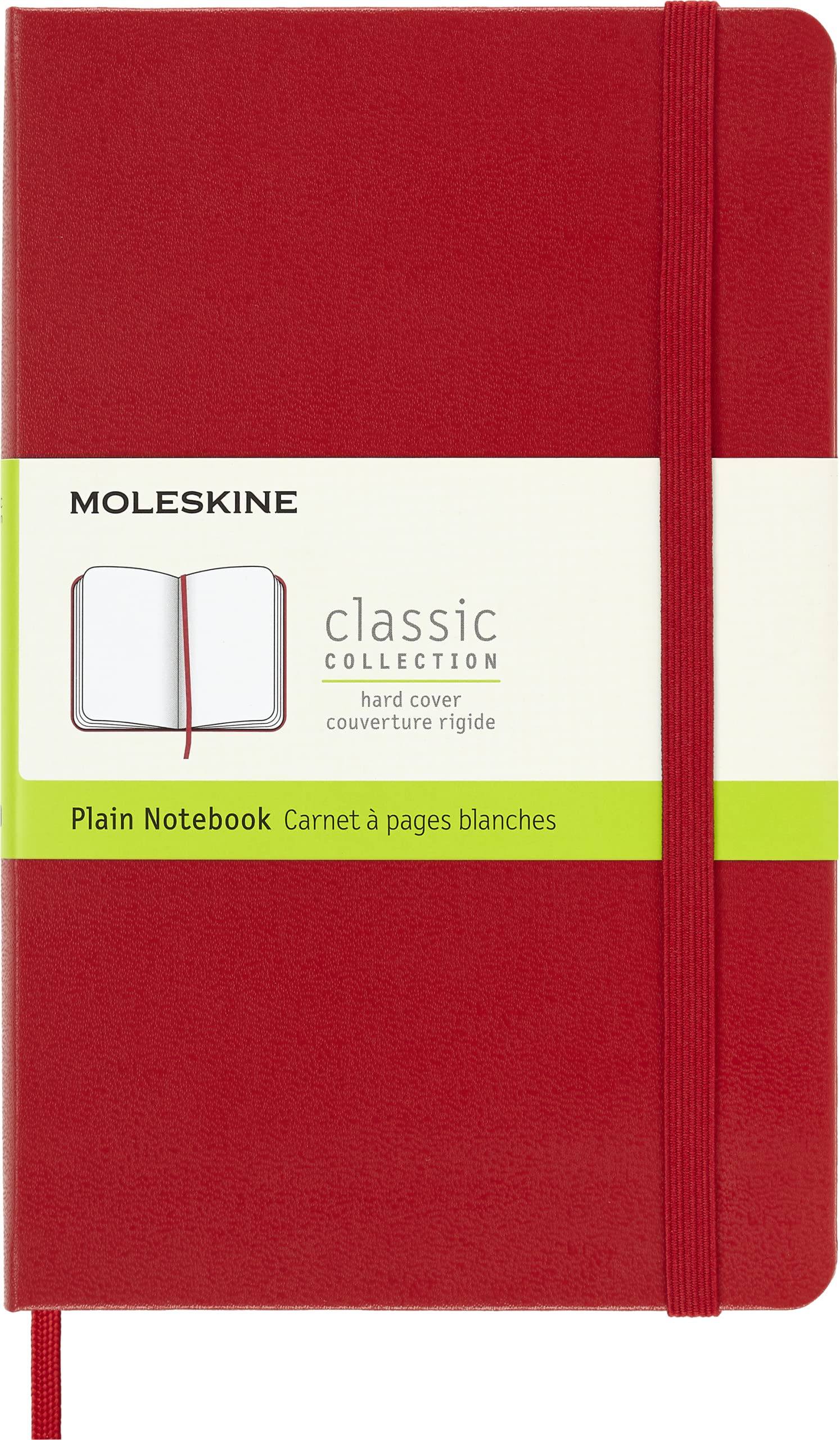 Moleskine Classic Plain Paper Notebook, Hard Cover and Elastic Closure Journal, Color Scarlet Red, Size Medium 11.5 x 18 cm, 208 Pages