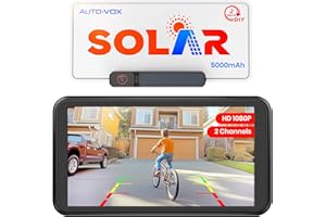 AUTO-VOX Solar Wireless Backup Camera with 5" 1080P Monitor: 5000mAh Battery 2 Mins DIY Installation & 2 Split Screen Back Up Camera, IP69K Waterproof Reverse Camera for Car, Van, SUV, Truck, Trailer