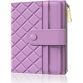 Aiawoxc Womens Wallet, RFID Small Slim Wallets for Women, Compact Credit Card Holder, Cute Leather Bifold Ladies Purse with Zipper Coin Pocket and ID Window, Purple