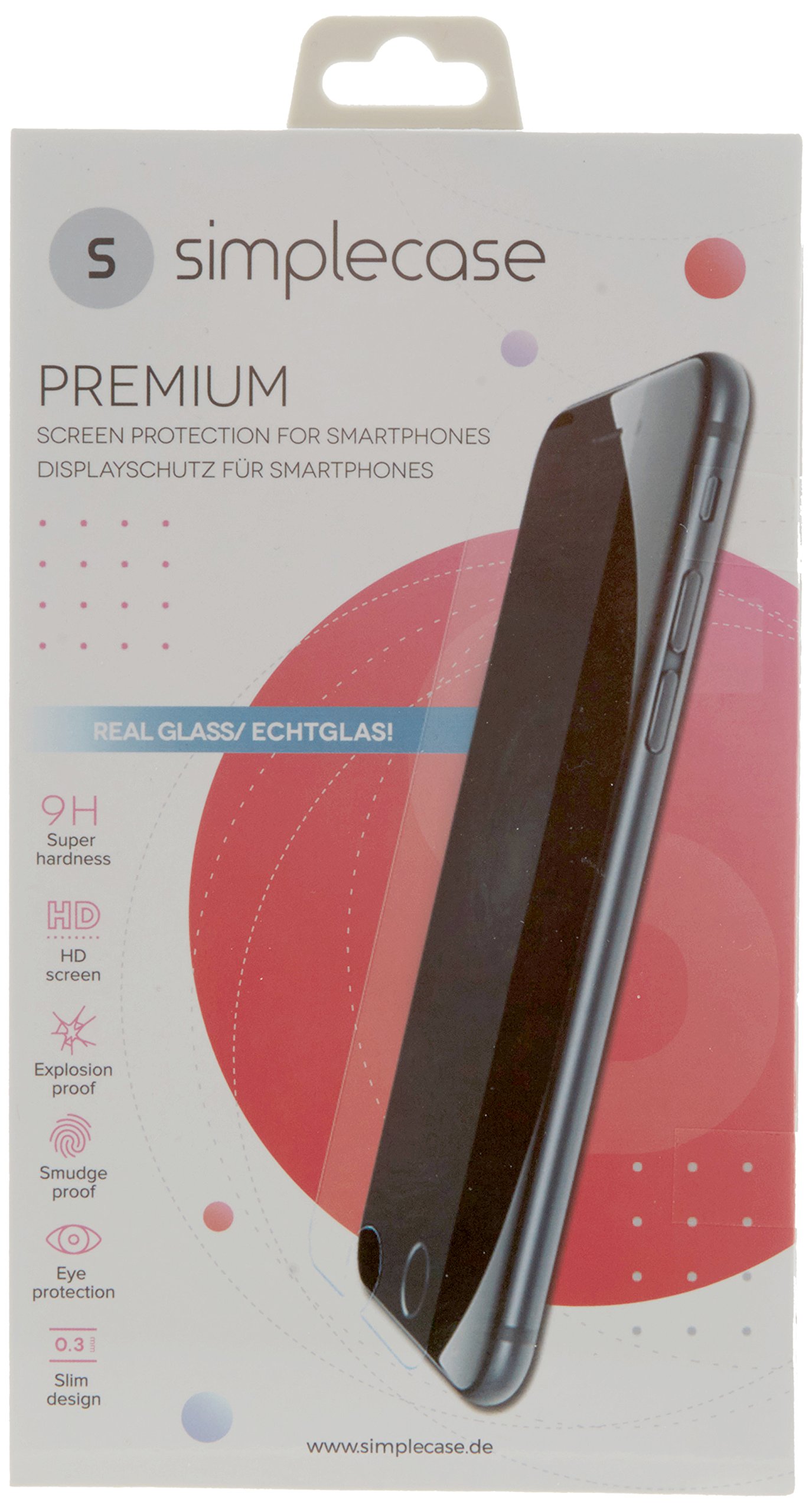 simplecase Tempered Glass Compatible with HTC Pixel 2, Premium Screen Protector, Protection by Extra Hardness 9H, Case Friendly, Real Glass/Laminated Glass/Tempered Glass Film, Transparent, Pack of 1