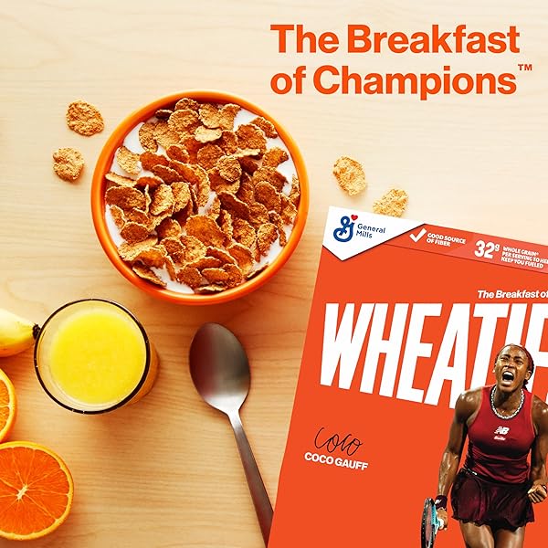 WHEATIES BREAKFAST CEREAL, BREAKFAST OF CHAMPIONS, 100% WHOLE WHEAT FLAKES, 15.6 OZ