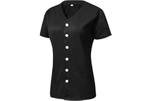 YWIES Womens Button Down Baseball Jersey, Blank Softball Team Uniform, Hip Hop Hipster Short Sleeve Active Shirts