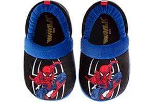 Marvel Spiderman Slipper Boots for Boys - The Amazing Spidey House Shoes Indoor Cozy Plush Slippers (sizes: 5-10 Toddlers / 11-12 Little Kids)